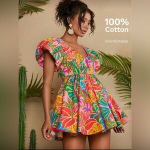 SHEIN Vibrant Jungle Print Dress